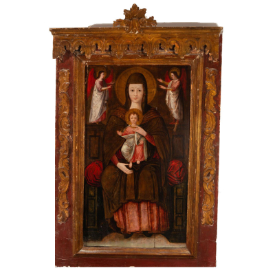 Virgen del Pópolo, escuela italiana del siglo XVI.   Óleo sobre tabla