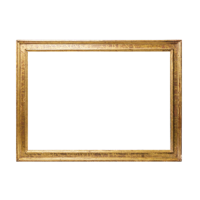 Marco en madera esgrafiada y dorada con moldura en filo y canto, fles. del s.XVI-ppios. del s.XVII.