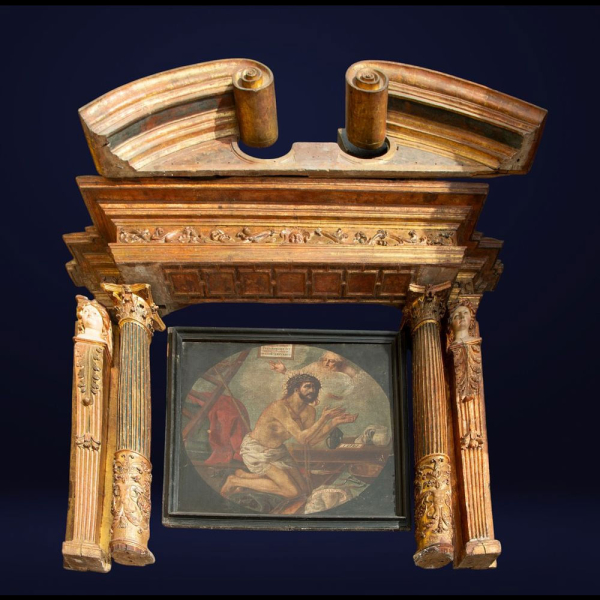 Monumental Retablo Renacimiento Plateresco Burgos con "Cristo Nazareno", siglo XVI.