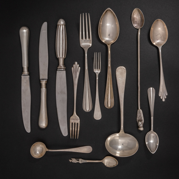 Cubertería incompleta en plata española punzonada del siglo XX