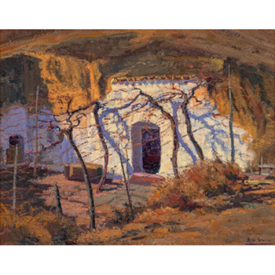MANUEL DE GRACIA   (Mora de Toledo, Toledo 1937 - 1985)  &quot;Cueva de Guadix, Granada&quot;  Firmado: M. de Gracia  Óleo / Táblex 