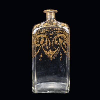 Frasca en vidrio de la Real Fábrica de la Granja S. XVIII 