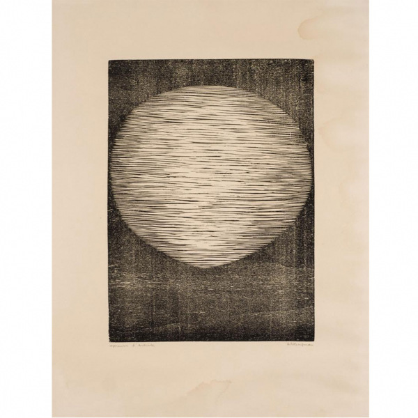 Anna Eva Bergmann. &quot;GB 16-1957 Planète (1957)&quot;. Xilografía sobre papel. Firmada 