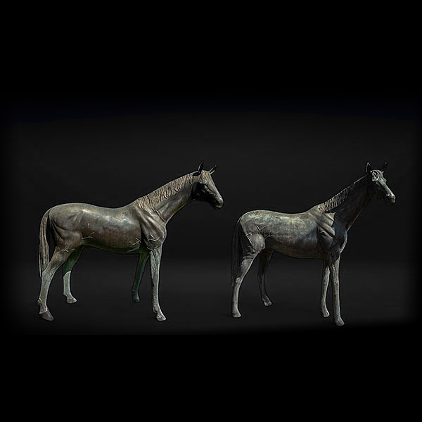 Escuela Contemporánea del siglo XX - Pareja de caballos en tamaño real.