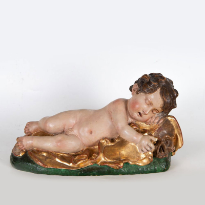 &quot;Niño Jesús Dormido&quot; de Giovanni Battista Morelli de la Escuela Italiana del siglo XVII.   