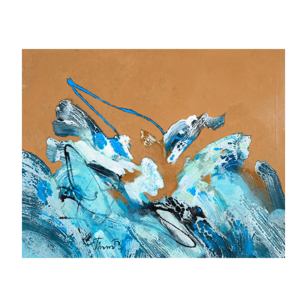 Joan Josep Tharrats (Girona, 1918-Barcelona, 2001) Composición en ocre. Óleo sobre tela. Firmado.