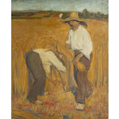Alexandre de Cabanyes Marqu&egrave;s (Barcelona, 1877-1972)  La siega.  &Oacute;leo sobre tela. Firmado.