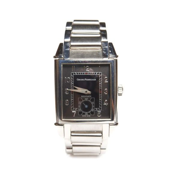 Reloj Gerard Perregaux «Vintage»de pulsera unisex. En acero. Esfera negra con numeración arábiga.