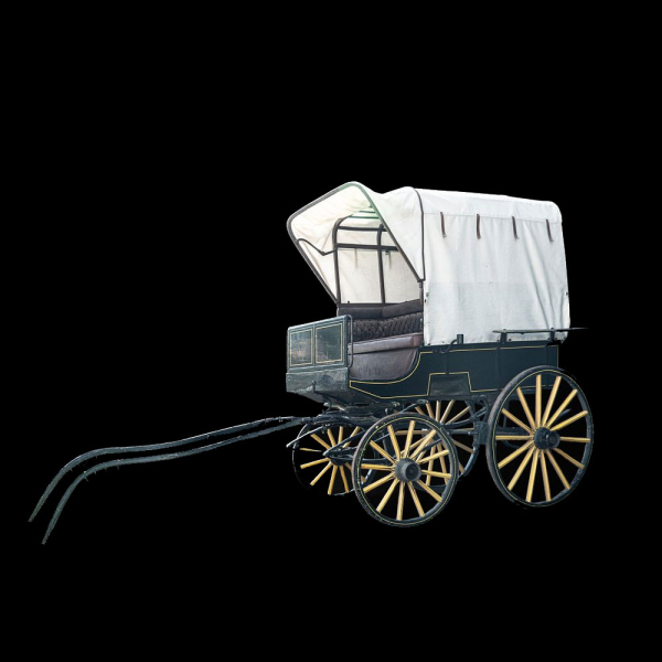 Coche de caballo tipo ómnibus de viaje para cinco plazas más cochero, siglo XIX.