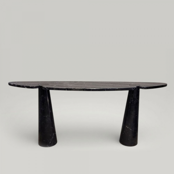 Consola italiana vintage de m&aacute;rmol Marquina negro de Angelo Mangiarotti, a&ntilde;os 70.