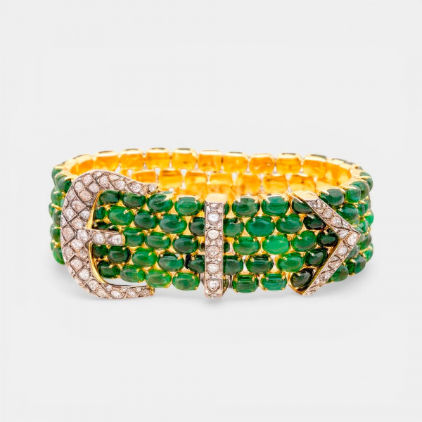 Pulsera con esmeraldas naturales y diamantes talla rosa de 3,50 ct en total.