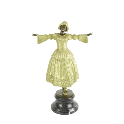 Escuela europea, ppios. del s.XX.  Bailarina.  Escultura en bronce patinado y dorado 
