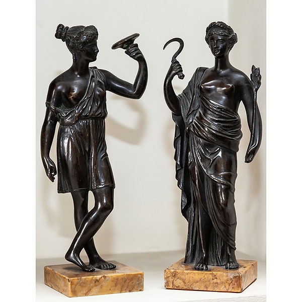 Bacante y diosa Céres de bronce patinado