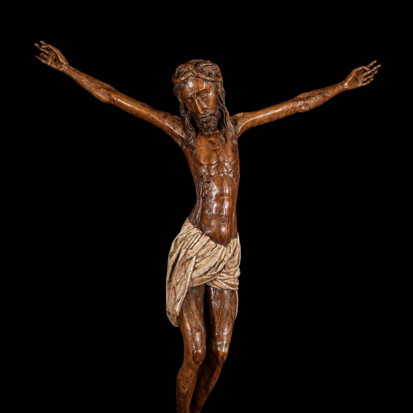 Escultura en talla de madera de tilo. Cristo. Siglo XV, posiblemente alemán. 