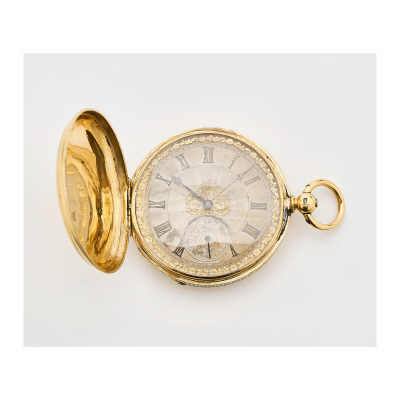 Reloj de bolsillo saboneta en oro, tercer cuarto del s.XIX. 