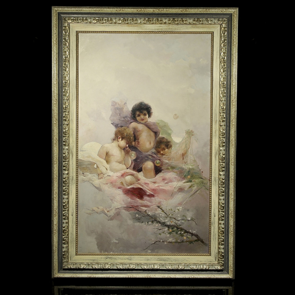 Charles Josuah Chaplin (1825-1891) "Querubines". &Oacute;leo sobre lienzo.  