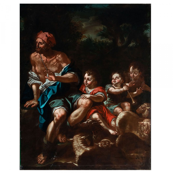 "Escena Pastoril" Escuela Napolitana de Francesco de Mura, segunda mitad del siglo XVII. 