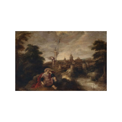 ESCUELA FLAMENCA  (S. XVII) &quot;El sueño de Jacob&quot; Óleo / Cobre 
