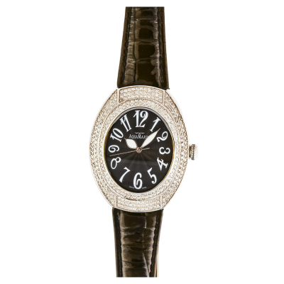 Reloj AquaMarin de pulsera para señora. En acero, bisel con diamantes talla brillante y correa de piel. 