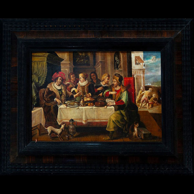 El Banquete en Epuron, atribuído a Frans Francken II (Amberes, 1581 - Amberes, 1642)