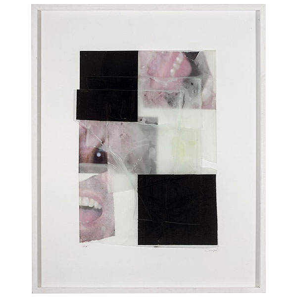 Rafael Canogar.   &quot;Arma (2002)&quot;. Construcción en cristal, óleo, collage de fotografía y parafina sobre tabla  Fechado y firmado
