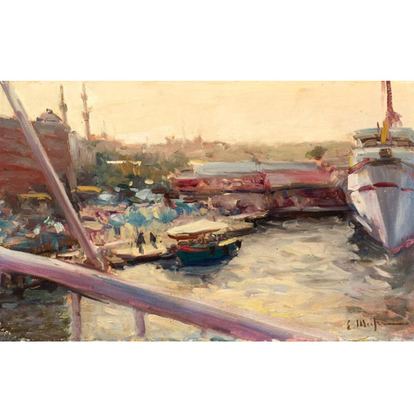 Eliseo Meifrén. Barcos en el puerto