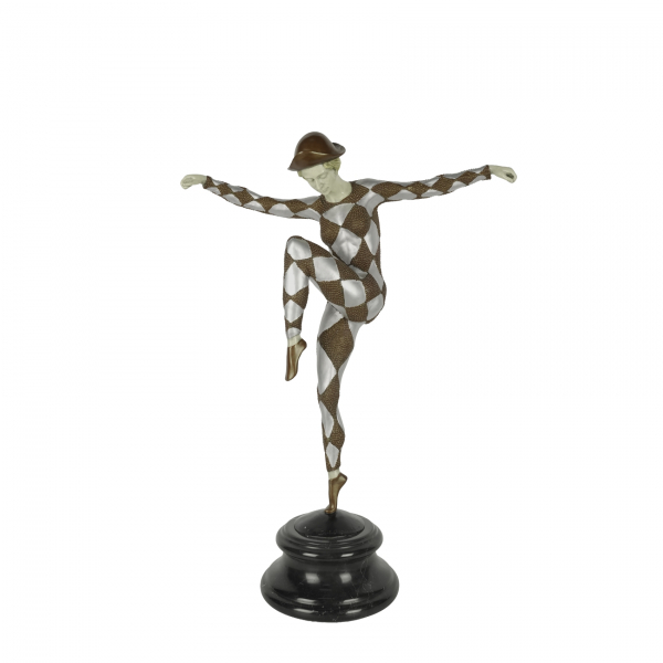Después de Démetre H. Chiparus (Dorohoi, Rumanía, 1886-París, Francia, 1947)  Arlequín.  Escultura firmada