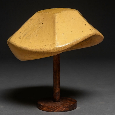 Molde para sombreros realizados en escayola policromada con base de madera. hacia1920-30
