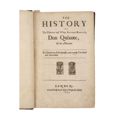 MIGUEL DE CERVANTES SAAVEDRA - &quot;THE HISTORY OF THE VALOROUS AND WITTY KNIGHT ERRANT DON QUIXOTE OF THE MANCHA&quot; London: R. Scot, T. Basset, J. Wright, R. Chiswell, 1675.