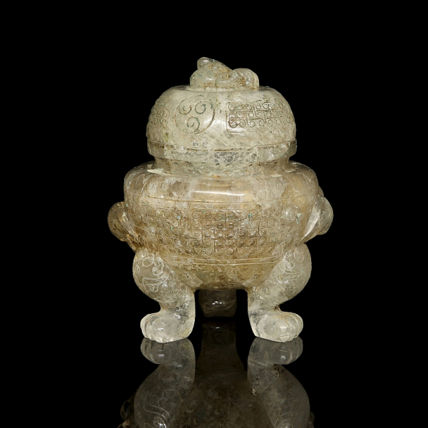 Incensario de cuarzo tallado "Bestias", dinastía Han. 