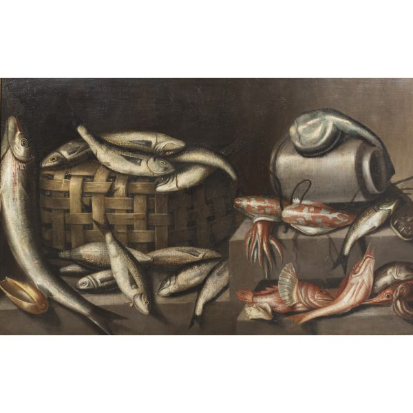 Antonio Ponce (Valladolid, 1608-1667)  Bodegón de pescado.  Óleo sobre tela.