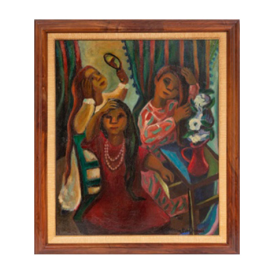 MARIA PAZ JIMÉNEZ  (Valladolid 1911 - San Sebastián 1975) &quot;Mujeres en el camerino&quot;  