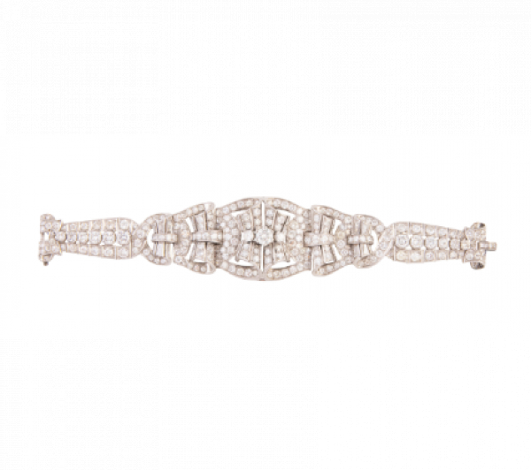 Brazalete de brillantes a&ntilde;os 40 con montura de platino. 