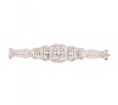 Brazalete de brillantes a&ntilde;os 40 con montura de platino. 