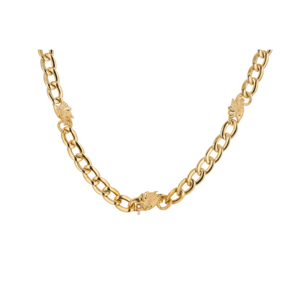 Gargantilla de la firma Carrera & Carrera en oro mate y brillo con eslabones barbados y motivos diseño cabeza de elefante intercalados. Firmada y numerada: 195893.