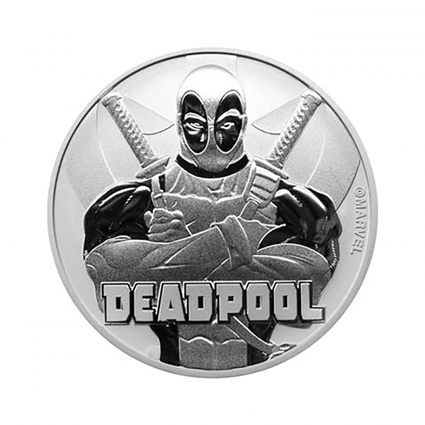 Moneda Tuvalu, 1 dólar de plata, año 2018. Héroes de Marvel, Deadpool.