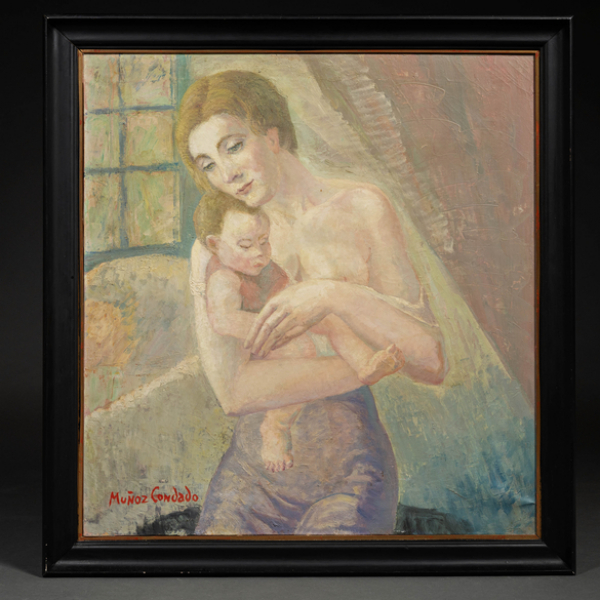 &quot;Maternidad&quot;  PEDRO MUÑOZ CONDADO (Madrid, 1903-1988) . Óleo/Lienzo
