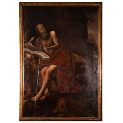 San Jerónimo Penitente, escuela toledana del siglo XVII.   Óleo sobre lienzo