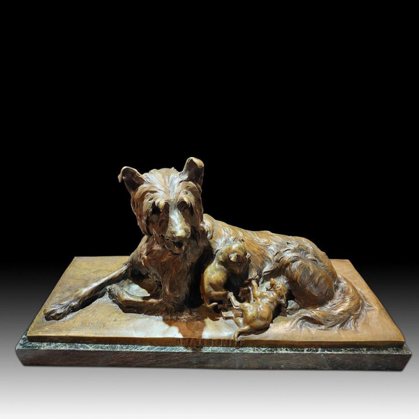 Bronce de Perro a tamaño real Charles Paillet (francés, 1871-1937), escuela francesa del siglo XIX. 