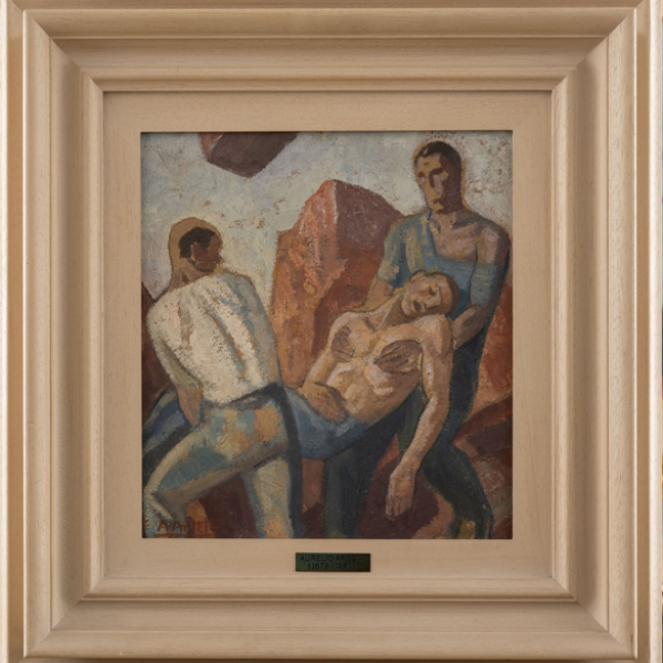 "Naufragio"  AURELIO ARTETA (Bilbao, 1879- México, 1940).  Óleo/cartón. 