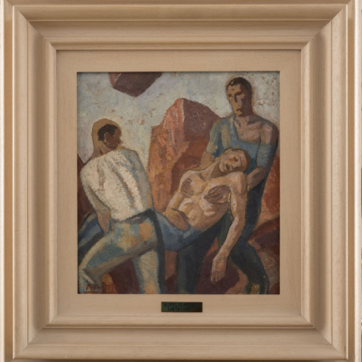 "Naufragio"  AURELIO ARTETA (Bilbao, 1879- M&eacute;xico, 1940).  &Oacute;leo/cart&oacute;n. 