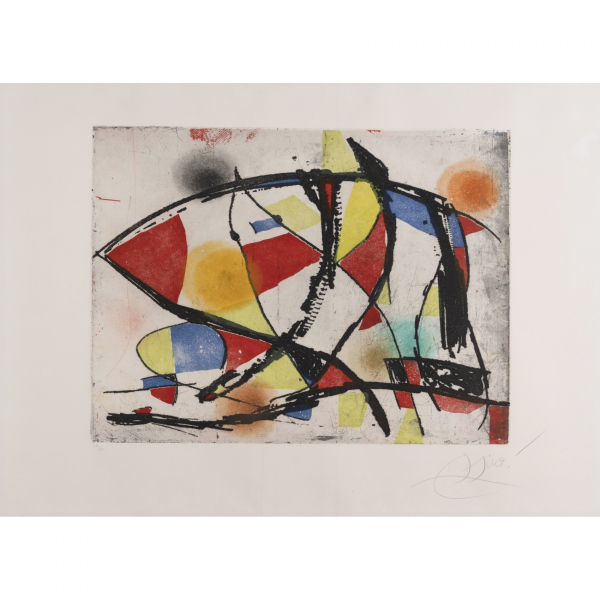 Joan Miró i Ferrà (Barcelona, 1893-Palma de Mallorca, 1983)  Serie «Enrajolats».  Grabado al aguafuerte y aguatinta sobre papel Arches. Firmado 