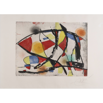 Joan Mir&oacute; i Ferr&agrave; (Barcelona, 1893-Palma de Mallorca, 1983)  Serie &laquo;Enrajolats&raquo;.  Grabado al aguafuerte y aguatinta sobre papel Arches. Firmado 