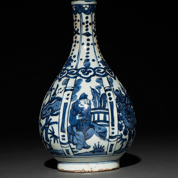 Jarrón en porcelana china azul y blanco