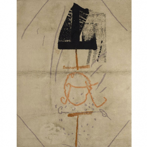 Antoni Tàpies.   "Sin título (1968)". Alfombra-tapiz realizada en lana en el taller de Carola Torres, 1968.