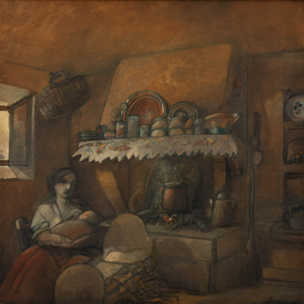 "Maternidad" ISIDORO DE GUINEA (Bilbao, 1893 - 1947). Goauche/cart&oacute;n