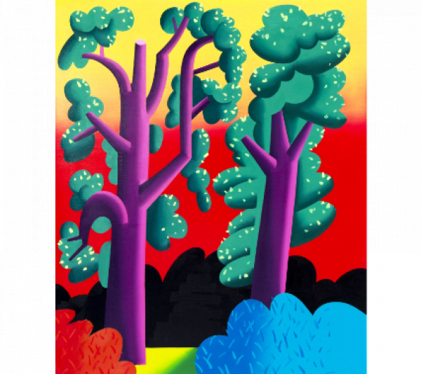 JUAN DE LA RICA (Bilbao, 1979)  Paisaje con dos árboles, 2020      Óleo sobre lienzo. 