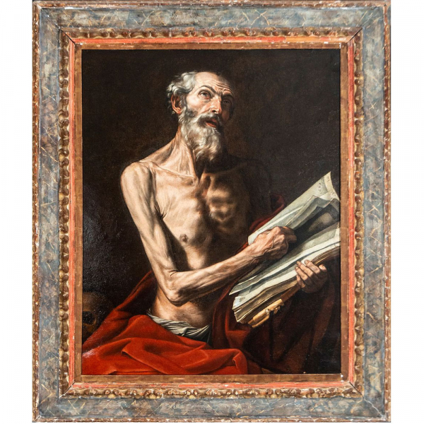 San Jer&oacute;nimo penitente - Maestro Napolitano del siglo XVII - Escuela Napolitana. Siglo XVII.   &Oacute;leo sobre lienzo.