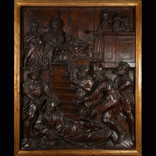 Gran Relieve Sur Neerlandés representando el Arresto de Cristo, Maestro activo en el Sur de Holanda de finales del siglo XVI principios siglo XVII.