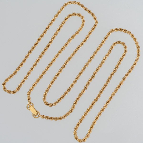 Cadena sogueada en oro amarillo de 18 kt